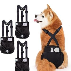 Adjustable Black Dog Diaper Harness (medium)